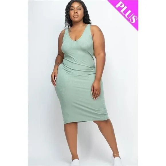 Royal Red Rib Tank V Neck Maxi Dress - Picture 6 of 9